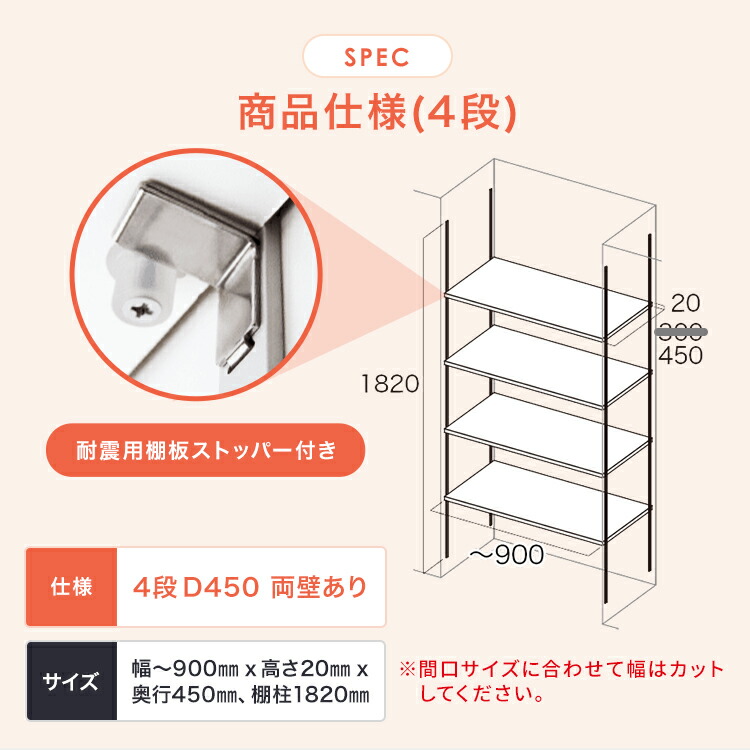 楽天市場】4段 D450 可動棚板セット Aタイプ 南海プライウッド KTA4D4