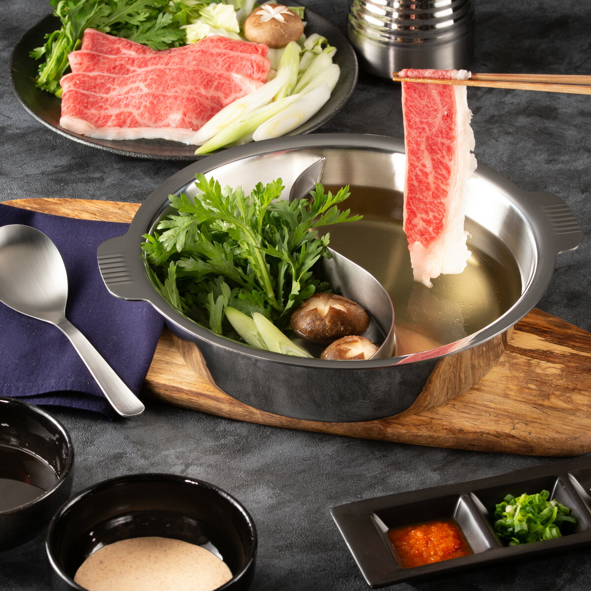 楽天市場】ちり鍋 2仕切 21cm (内寸約20cm) 蓋付 SW 仕切鍋 仕切付 IH