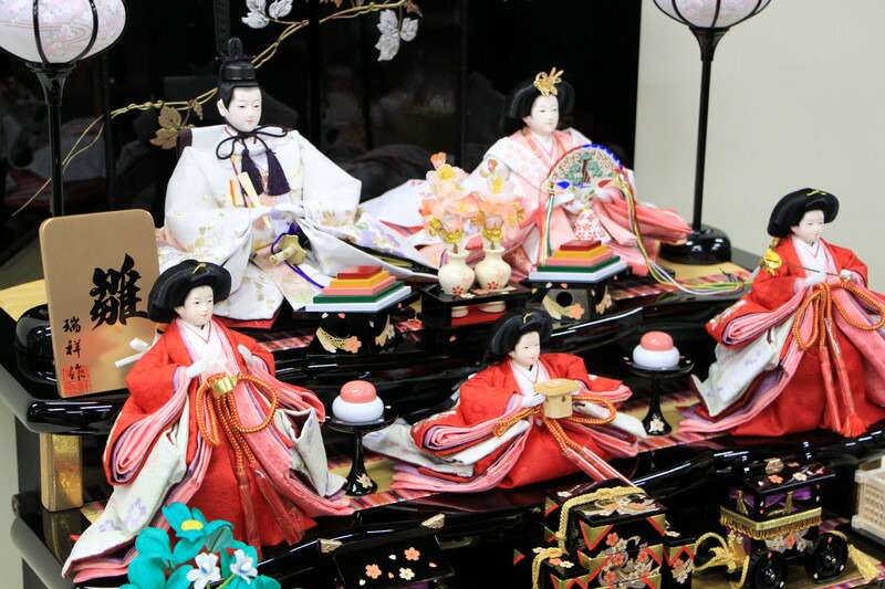 雛人形 コンパクト 三段飾り ひな人形 五人飾り 組立式 三段三五五人黒