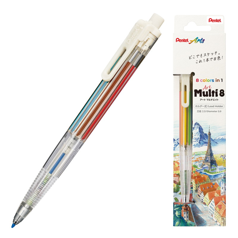 ぺんてる ホルダータイプ色鉛筆 アートマルチ8 PH804 XPH804 Pentel
