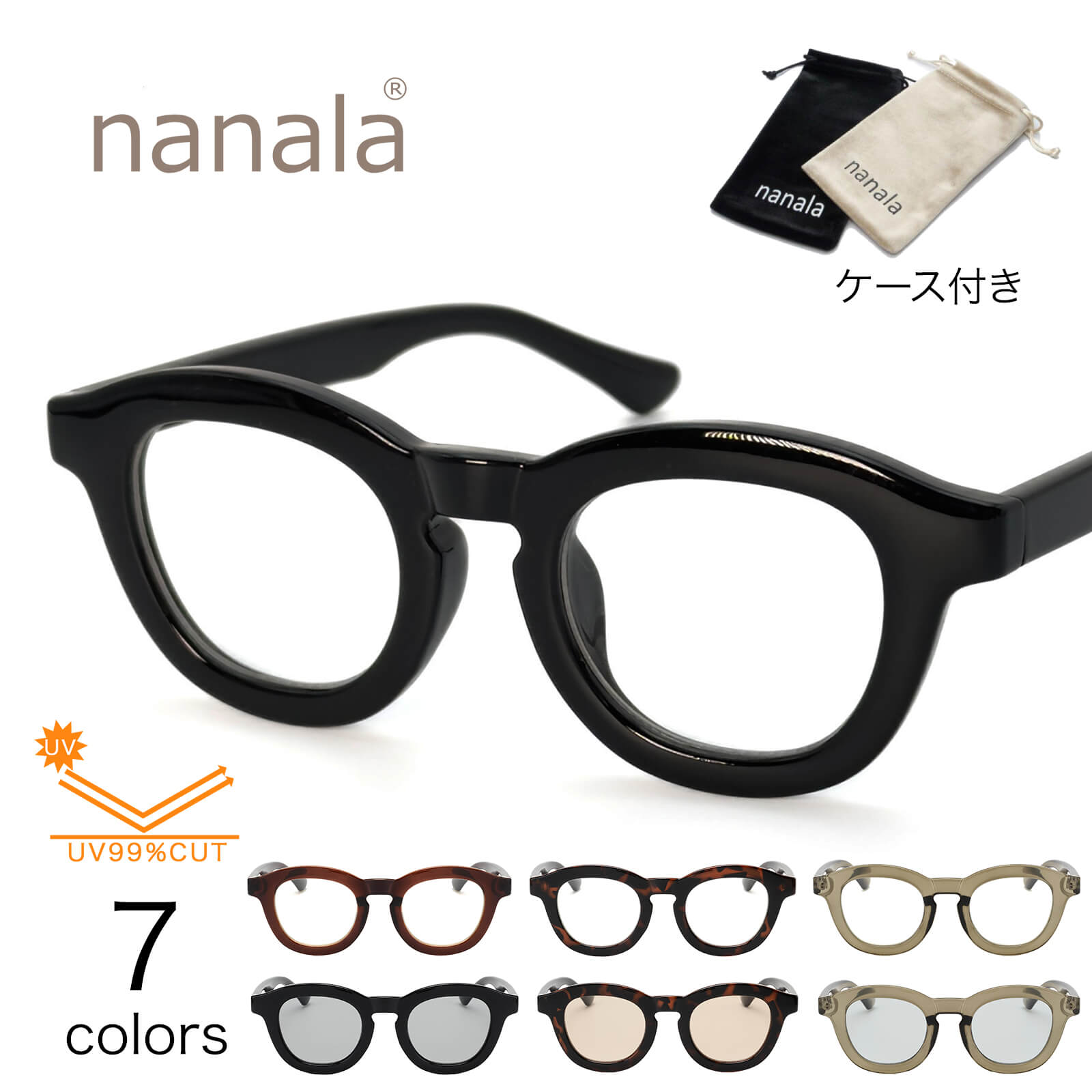 楽天市場】極太フレームウェリントンメガネ UVカット 伊達メガネ 伊達