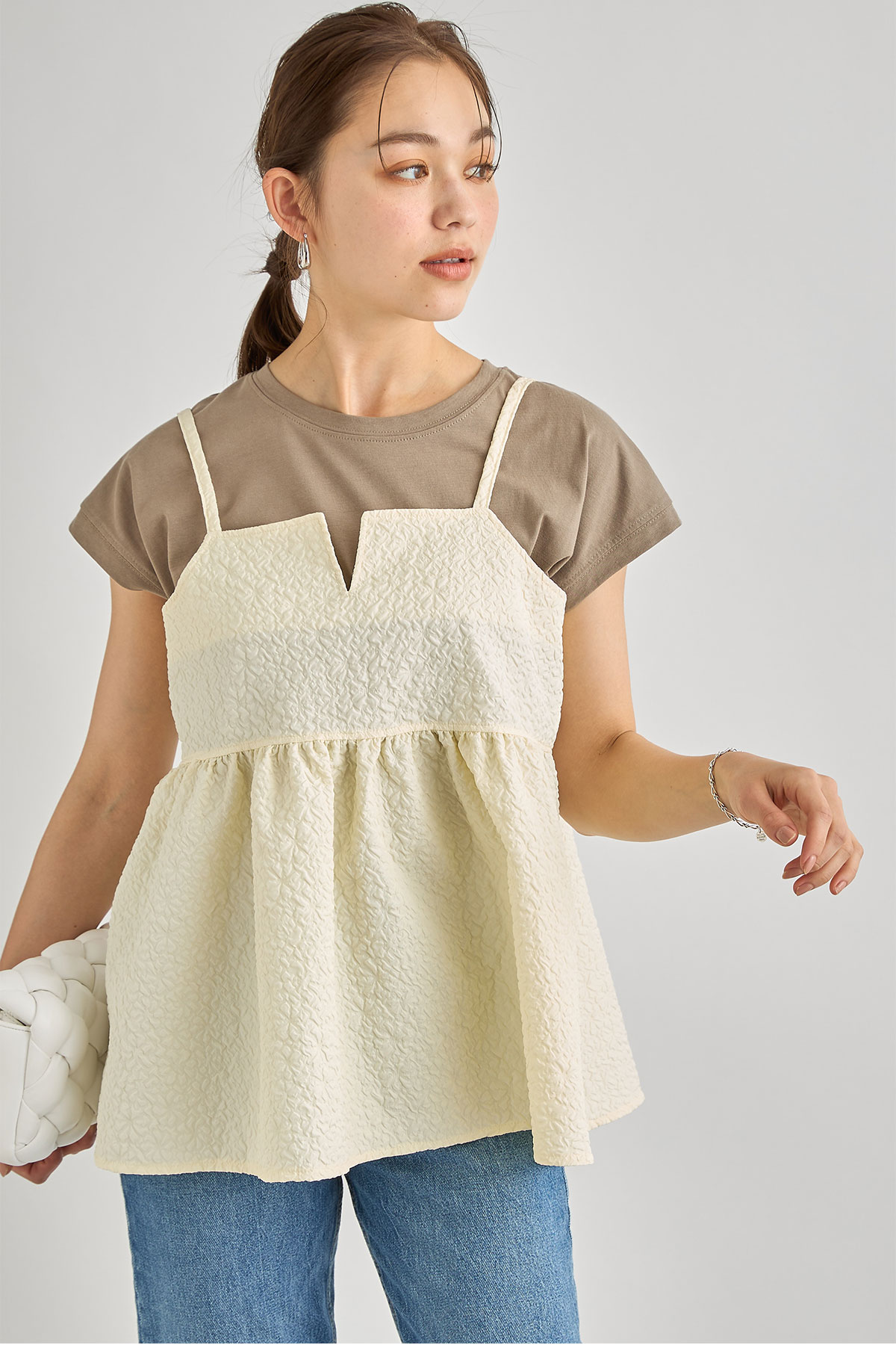 ふくれジャガードキャミトップス