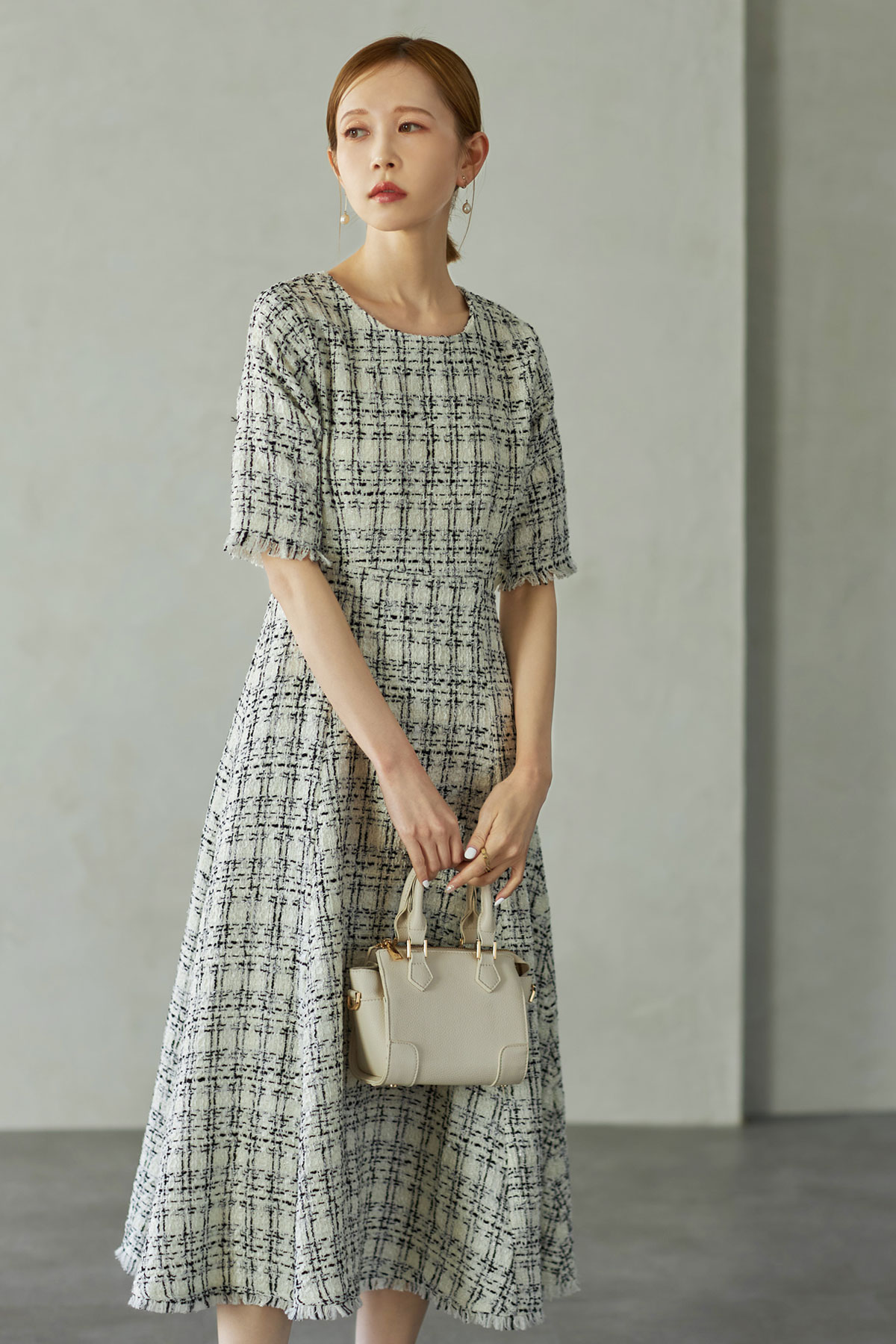 ツイードフレアワンピース