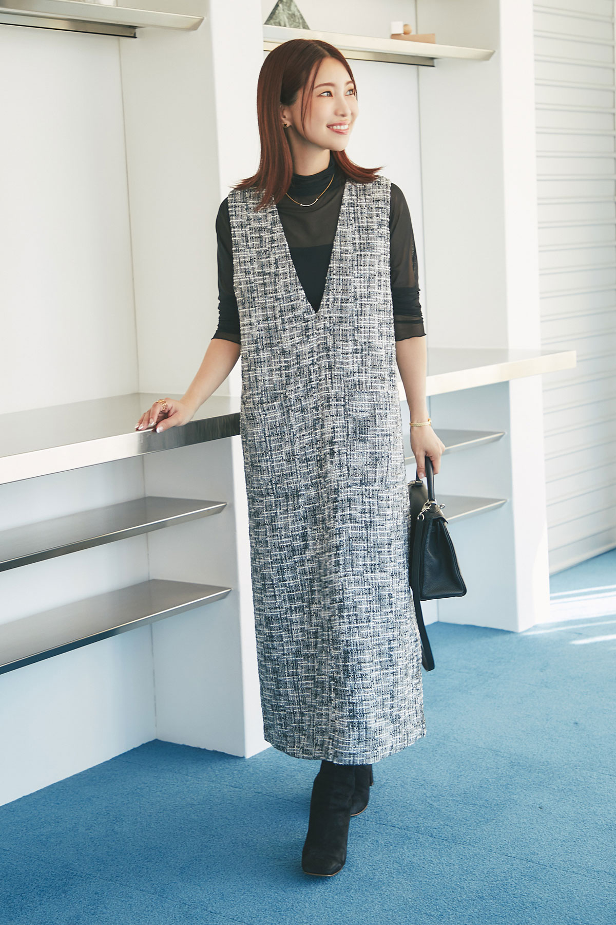 マシェリコラボ】Vネックツイードジャンスカ