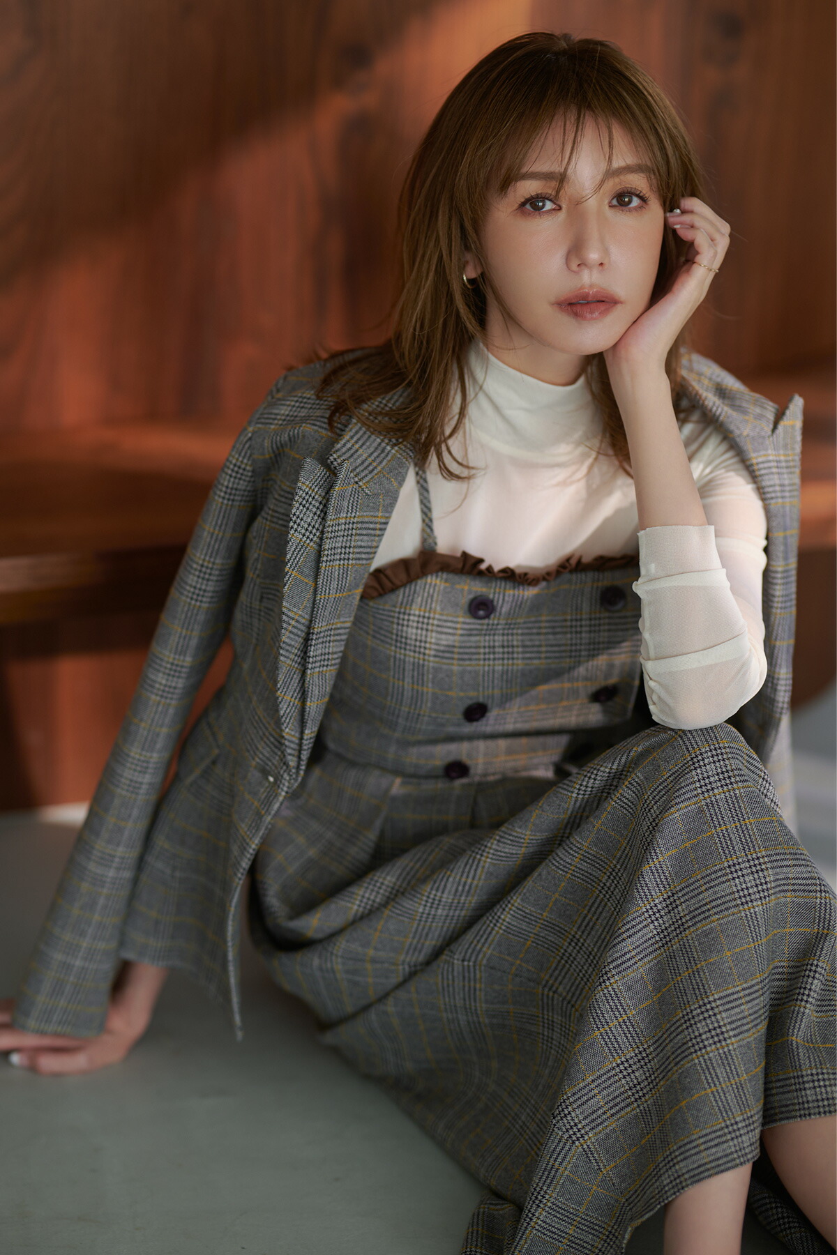 美香さんコラボ】チェックベアワンピース