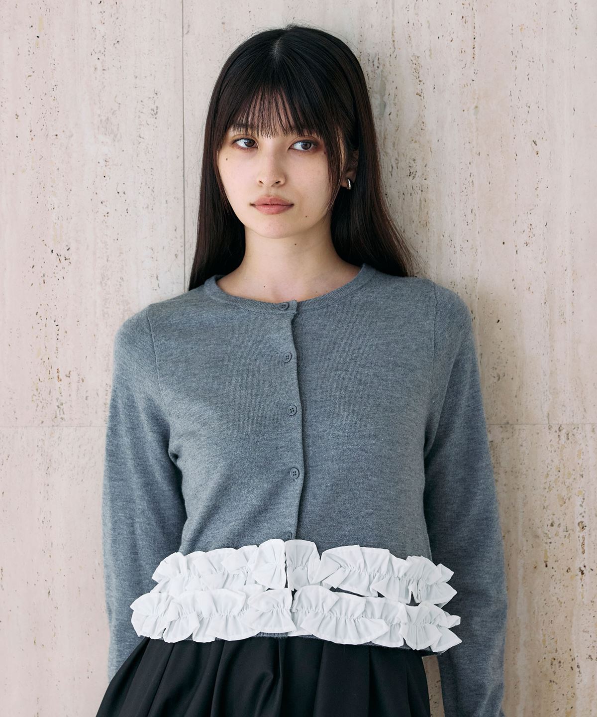 裾フリルカーディガン