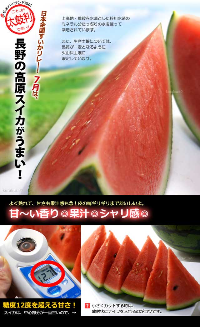 楽天市場】松本ハイランド すいか 秀品 (5L×1玉) 長野産 A品 秀品 11kg