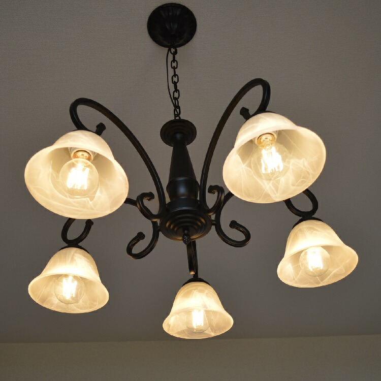 楽天市場】照明 シャンデリア 5灯【クロティルド】艶消し黒 マット