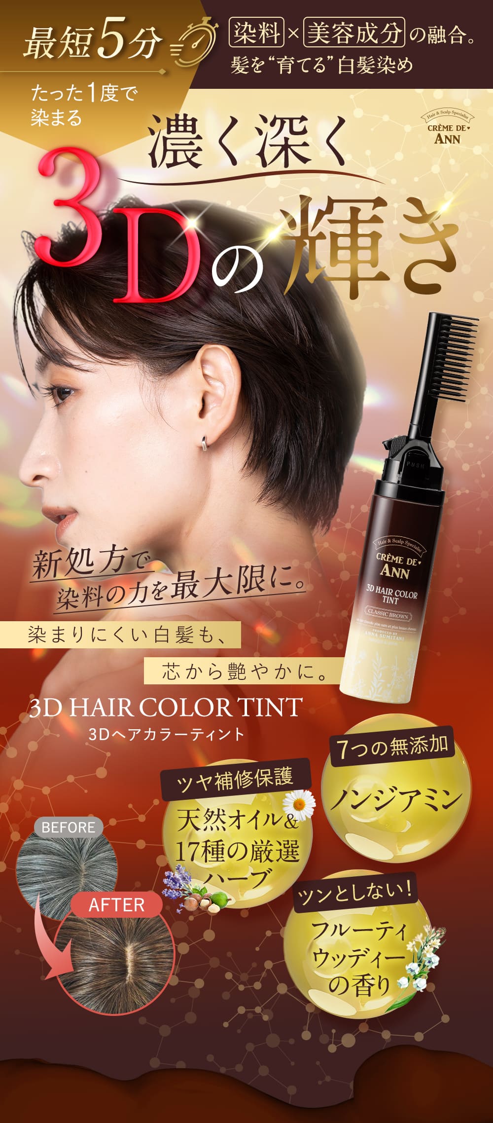 楽天市場】【公式 】クレムドアン 3Dヘアティント / 白髪染め 黒髪