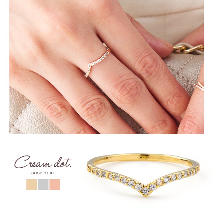 ゆうパケット】リング 指輪 レディース 大きいサイズ V字 キュービック