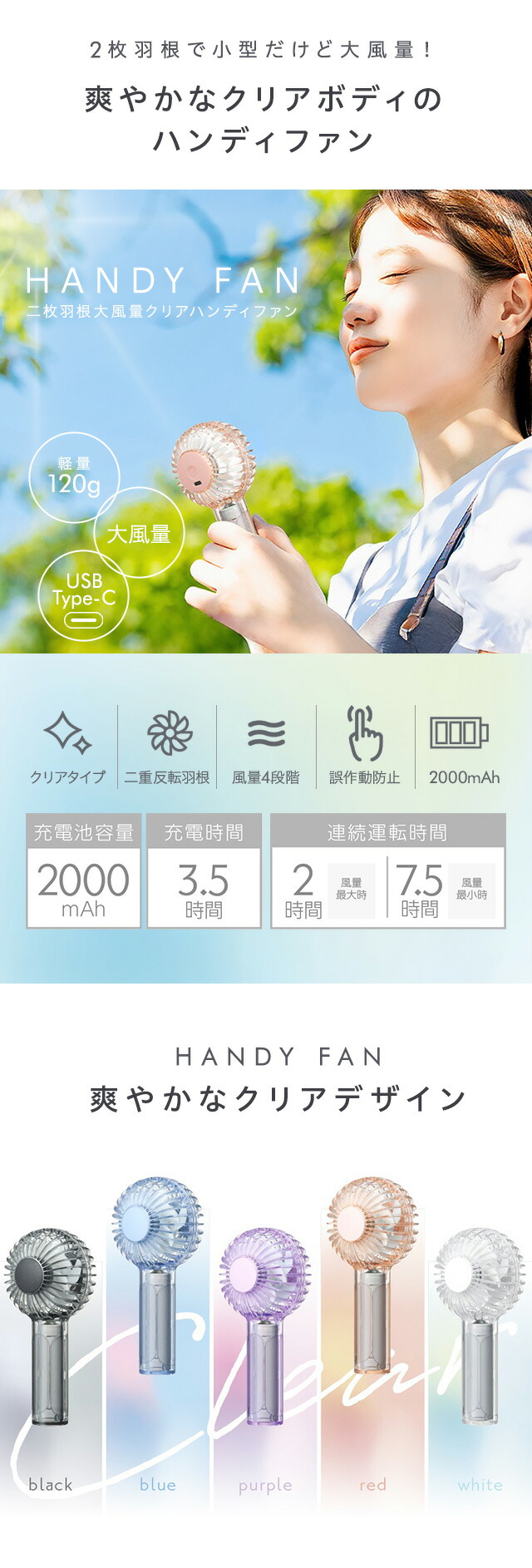 楽天市場】【公式通販】二枚羽根大風量クリアファンディファン FSA-54B