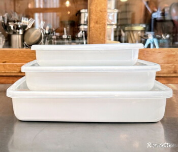 楽天市場】野田琺瑯 レクタングル 浅型 3点セット S M L シールふた