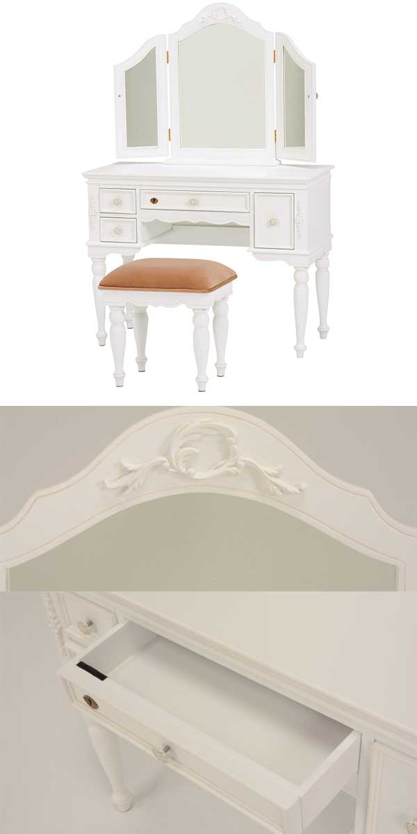楽天市場】アンティーク家具 ホワイト ドレッサー 化粧台 鏡台 姫系