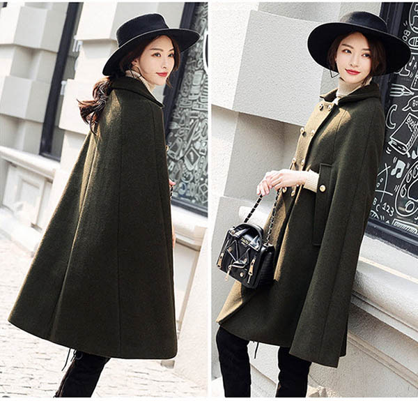 楽天市場】ケープ コート マント ミディアム丈 ボア有り ポンチョ