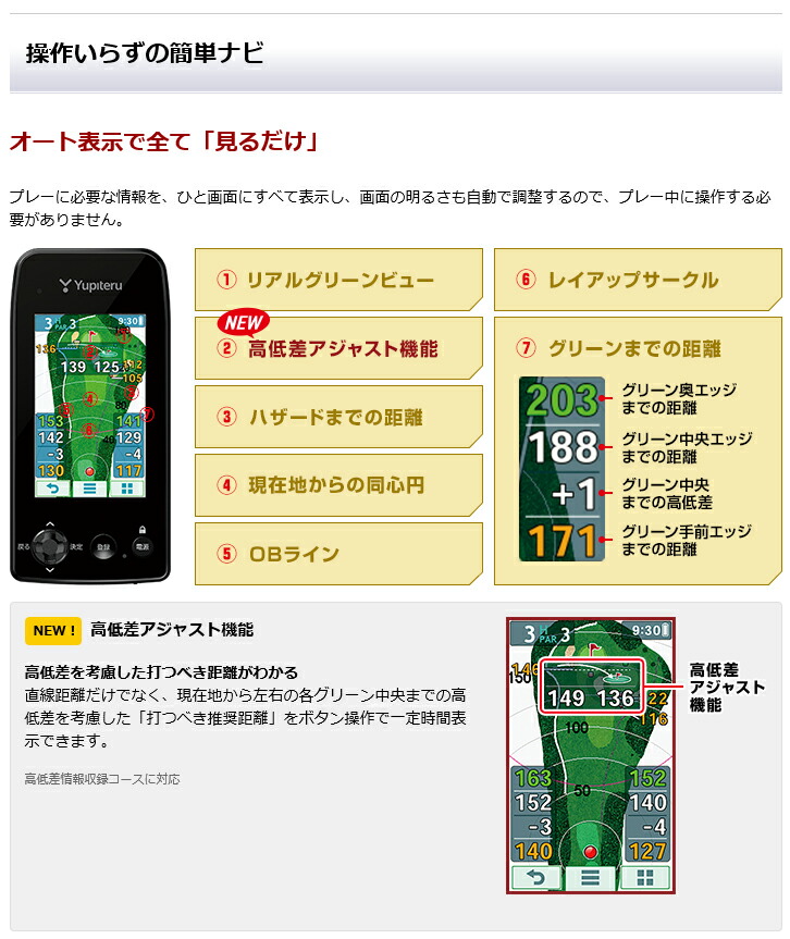 楽天市場】Yupiteru ユピテル 正規品 GPS ゴルフナビ YGN7000 「 GPS