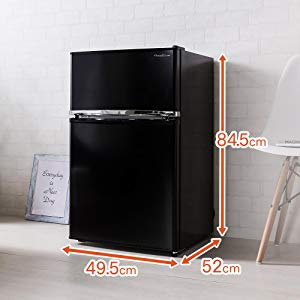 Grand-Line 冷蔵庫 90L 2ドア 直冷式 冷凍冷蔵庫 ブラック AR-90L02BK