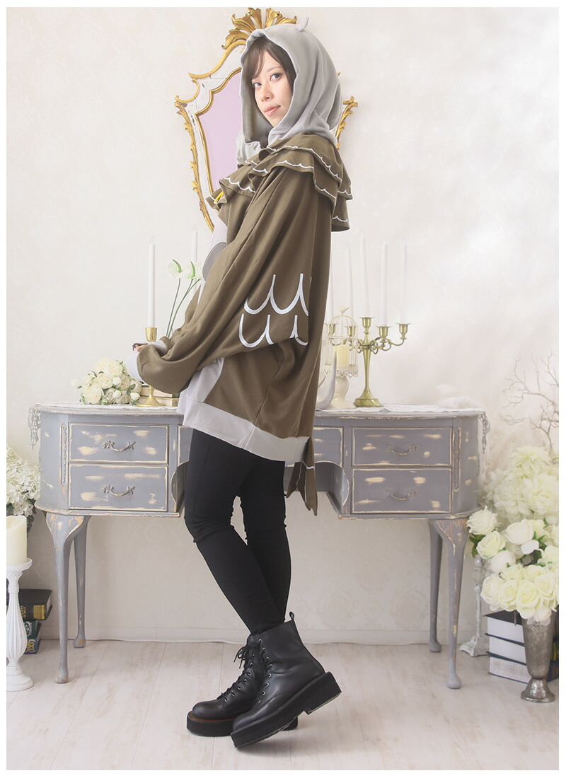 パーカー ドルマン ケープ みみずくちゃん びすけさんコラボ｜ Favorite