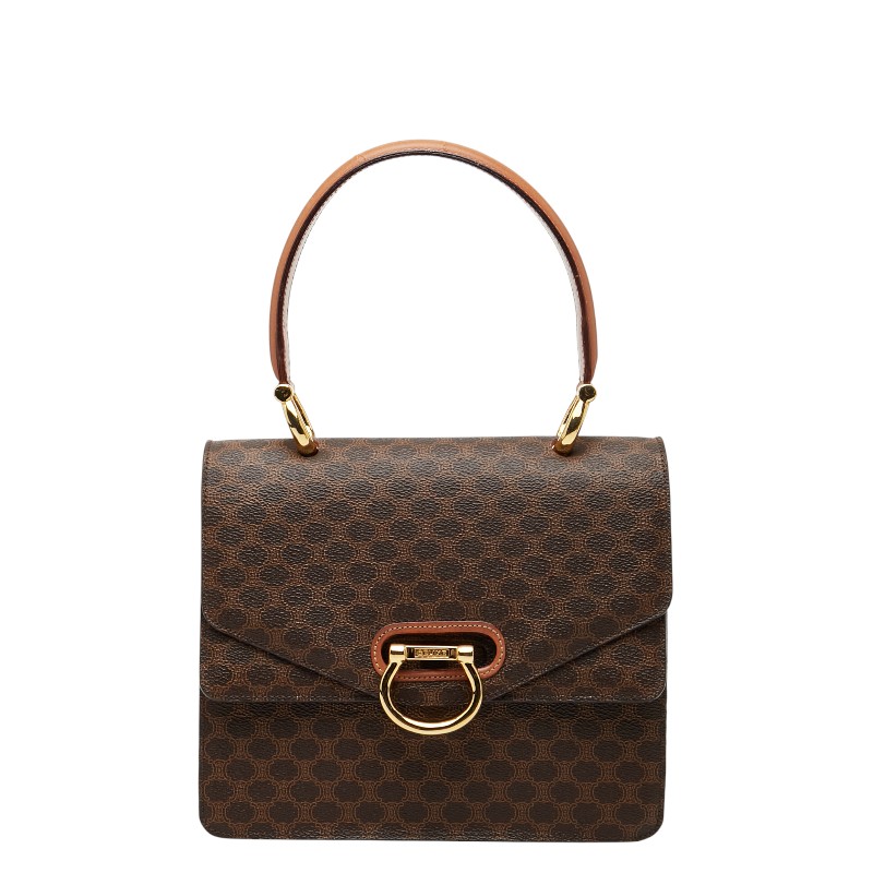 楽天市場】セリーヌ マカダム ハンドバッグ ブラウン PVC レザー