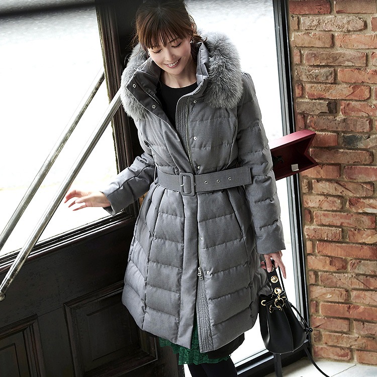ベルト付きフォックスファーダウンコート「D786」-RUIRUE BOUTIQUE