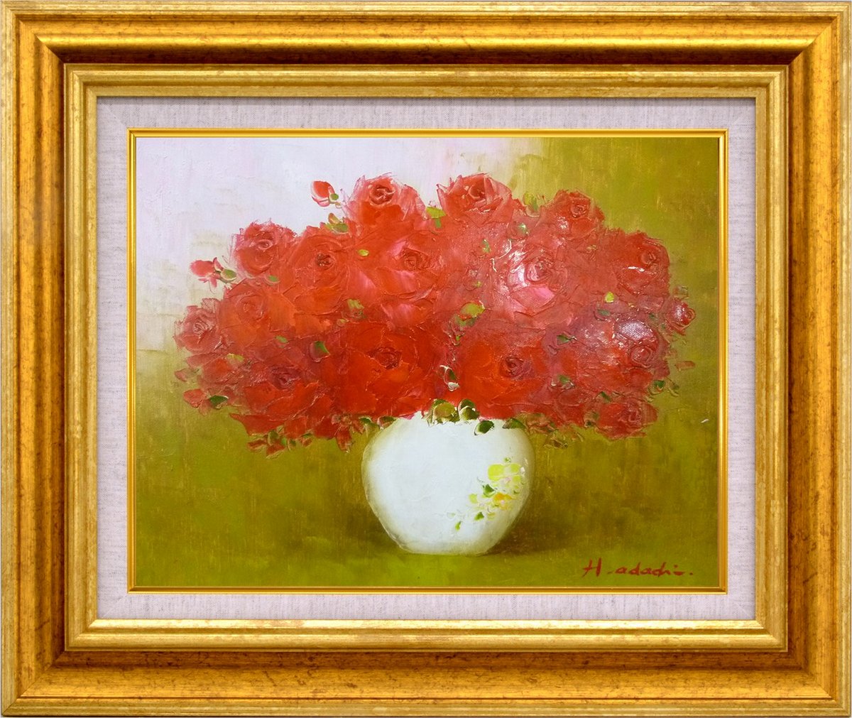 額装油絵 「黄色い小花」 木村咲 価格応談 額装油絵 「黄色い小花