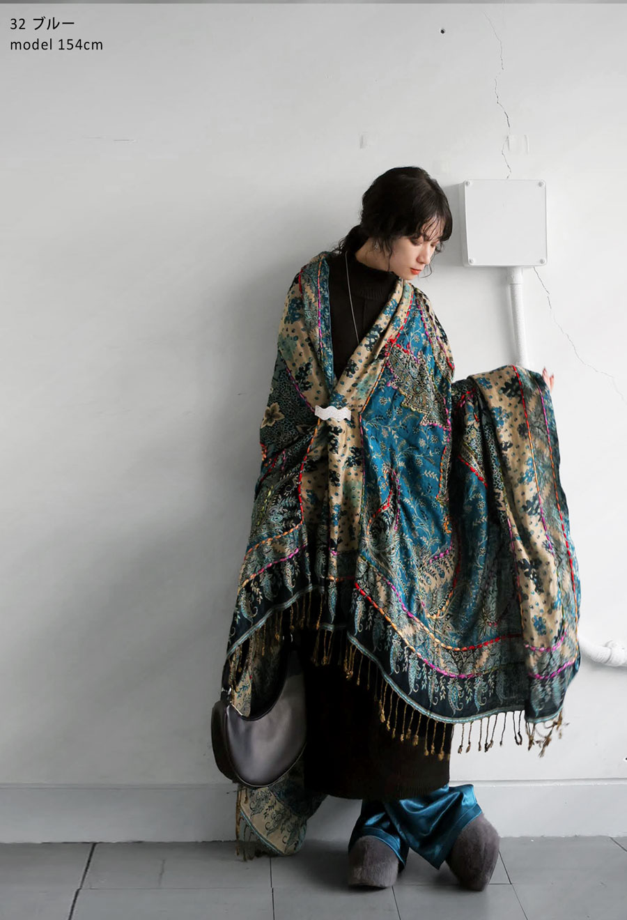 エスニック柄 大判ストール レディース フリンジ 送料無料・メール便