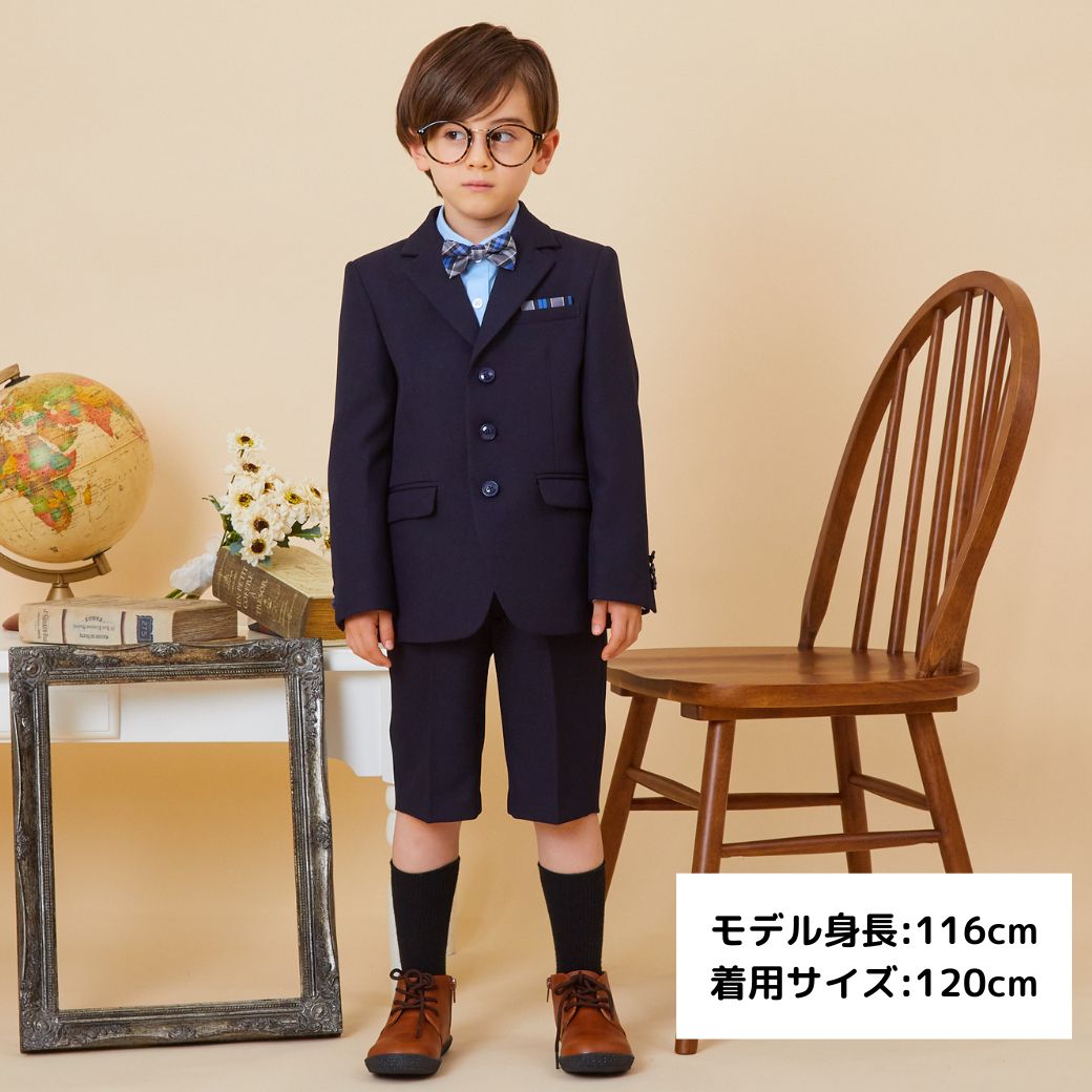 NEW【セール15％OFF】チェック柄ボウタイハーフパンツスーツセット 110