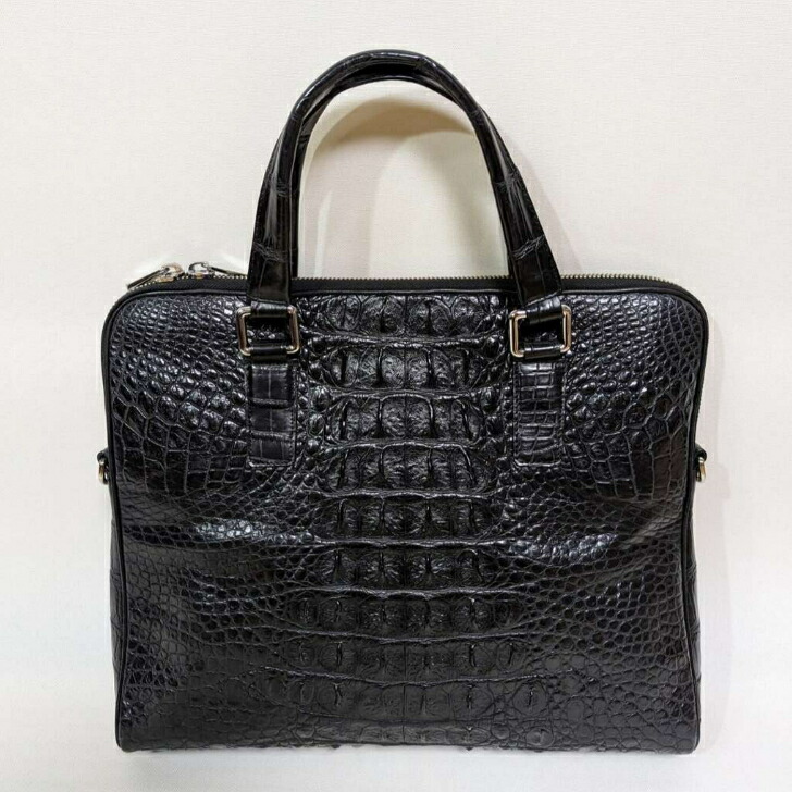楽天市場】クロコダイル トートバッグ ファスナーつき ブラック｜もう