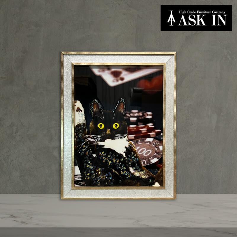 楽天市場】クリスタルアート 水晶 35x45cm 黒猫 cat ねこ 動物 街