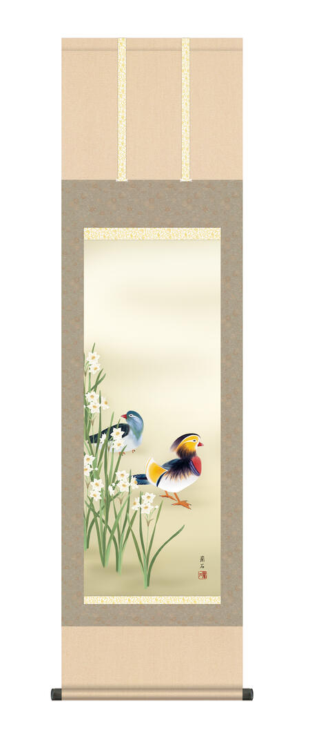 楽天市場】掛軸 掛け軸 冬掛け 花鳥画 「鴛鴦」 森山観月 ＜送料無料