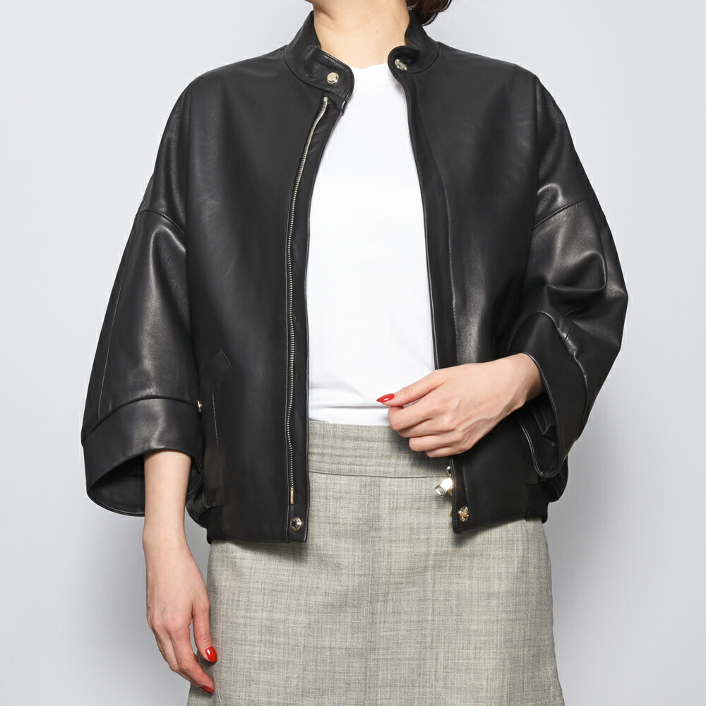 EMMETI(エンメティ)PAIGE GOLD ラムレザー ジップショートブルゾン