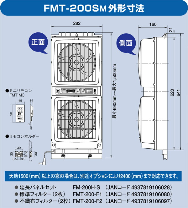 楽天市場】ウィンドウ・ツインファン 【ミニリモコン付き】 FMT-200SM