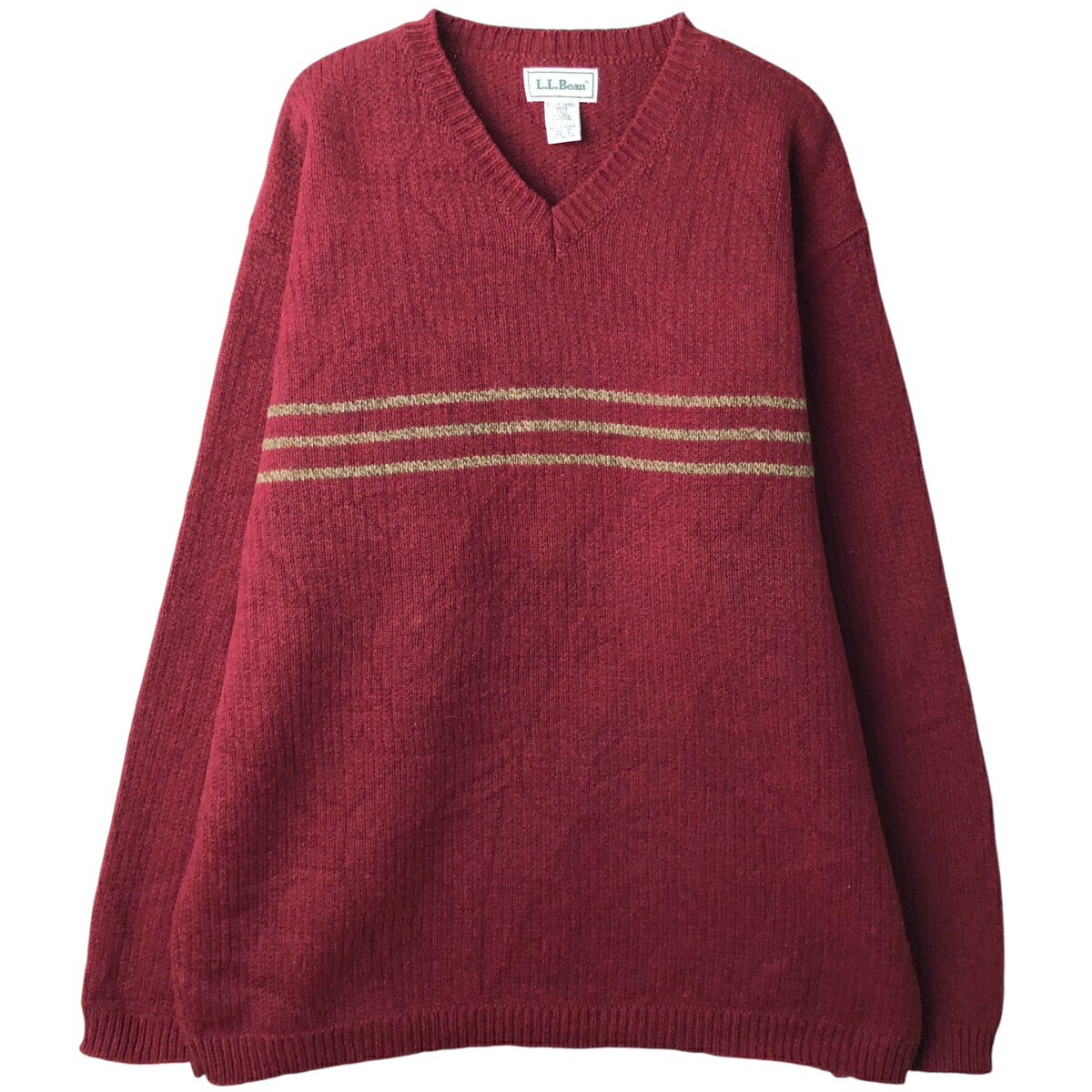 古着 80年代 エルエルビーン L.L.Bean Vネック ウールニットセーター