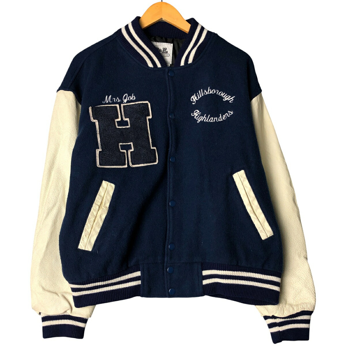 古着 80年代～ C&L 袖革ウールボタンスタジャン バーシティジャケット