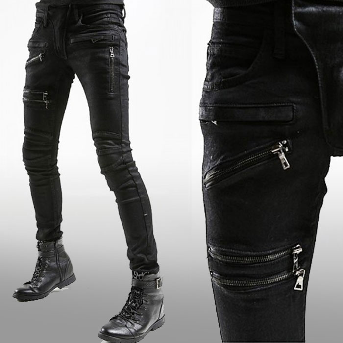 楽天市場】ブラック スキニー バイカーパンツ メンズ スキニーパンツ