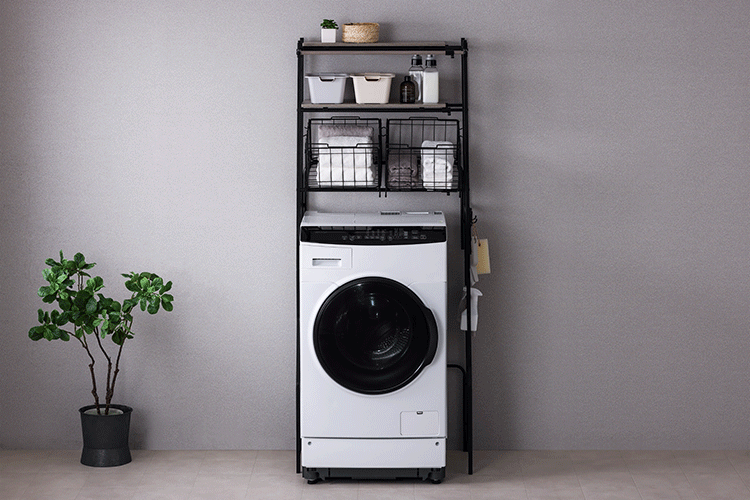 楽天市場】ランドリーラック 伸縮ラック バスケット付 バスケット付き