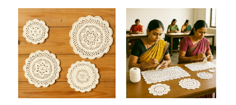 楽天市場】手編み レースドイリー 4枚セット(15cm,20cm,25cm,30cm