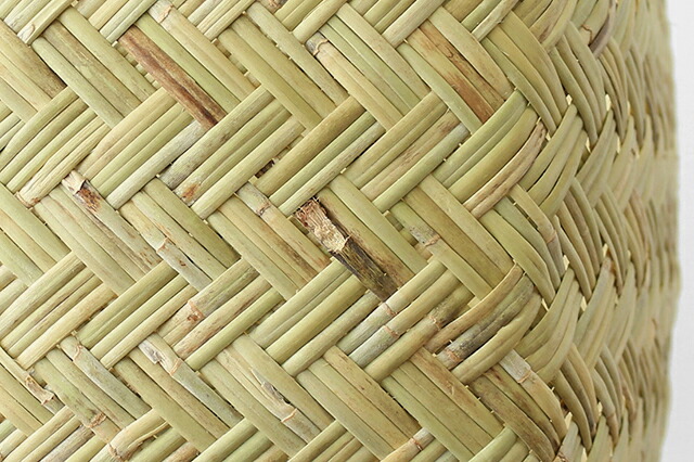 スズ竹市場かご(岩手県鳥越竹細工/籐ハンドル/中サイズ)(約)幅41×マチ