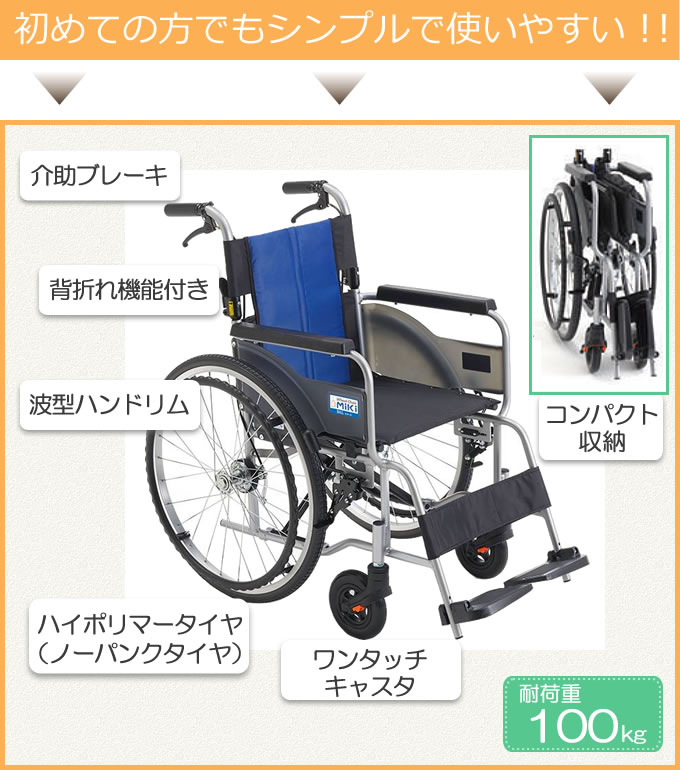 楽天市場】車椅子 車いす BAL-R1 ノーパンクタイヤ 折り畳み 軽量