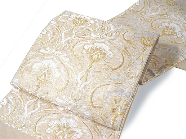 新品 フォーマルなお席に 西陣織六通柄袋帯『綿芯御仕立付』白 新品