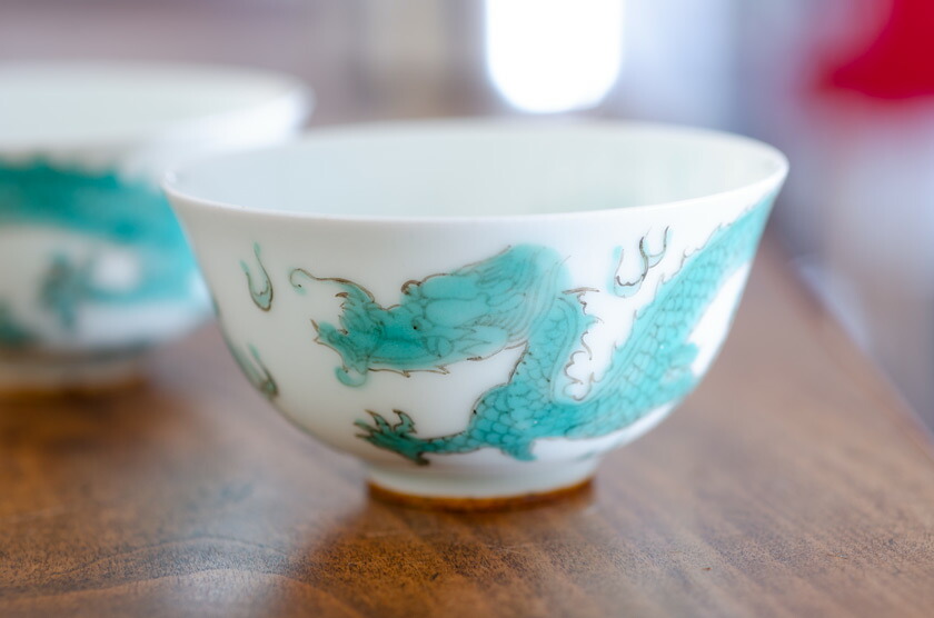 景徳鎮 茶杯 煎茶碗 30ml 手書き 染付