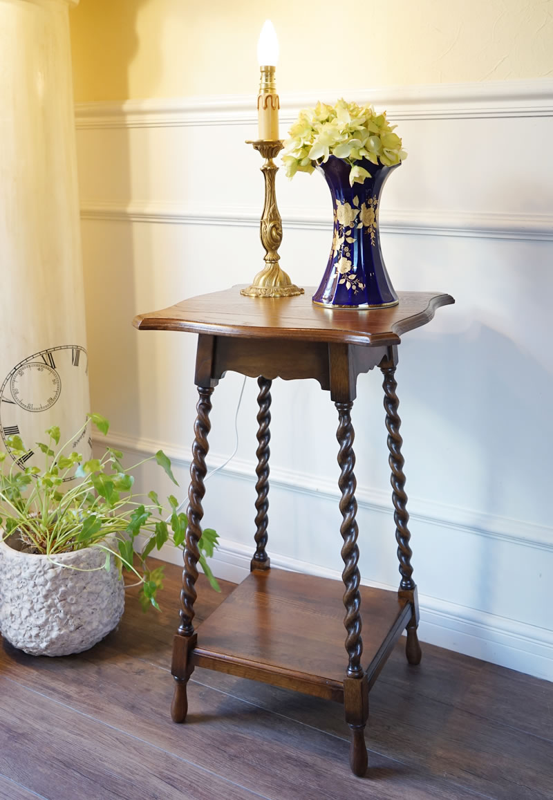 楽天市場】アンティーク家具 リプロダクト家具 花台 木製 ツイスト脚