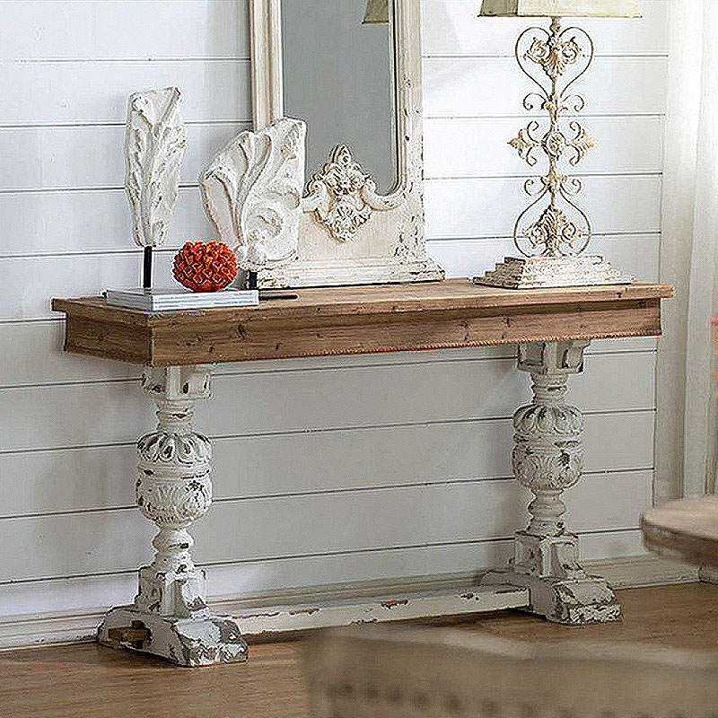 楽天市場】コンソールテーブル アンティーク シャビーシック仕上げ