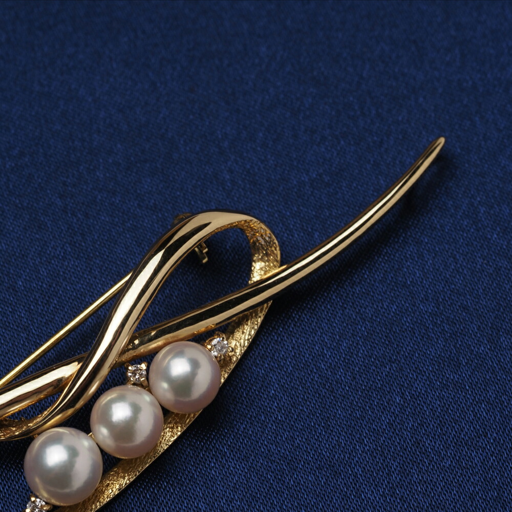 楽天市場】K18 アコヤ本真珠 ブローチ あこやパール 18金イエロー