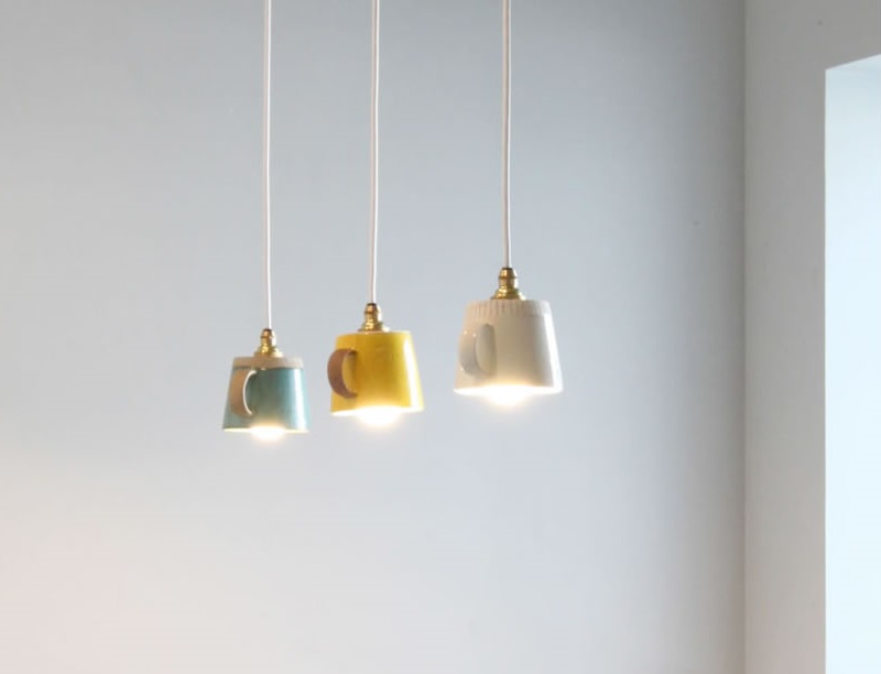楽天市場】陶器 ペンダントライト ブランブラン - カップ 青 白 黄色