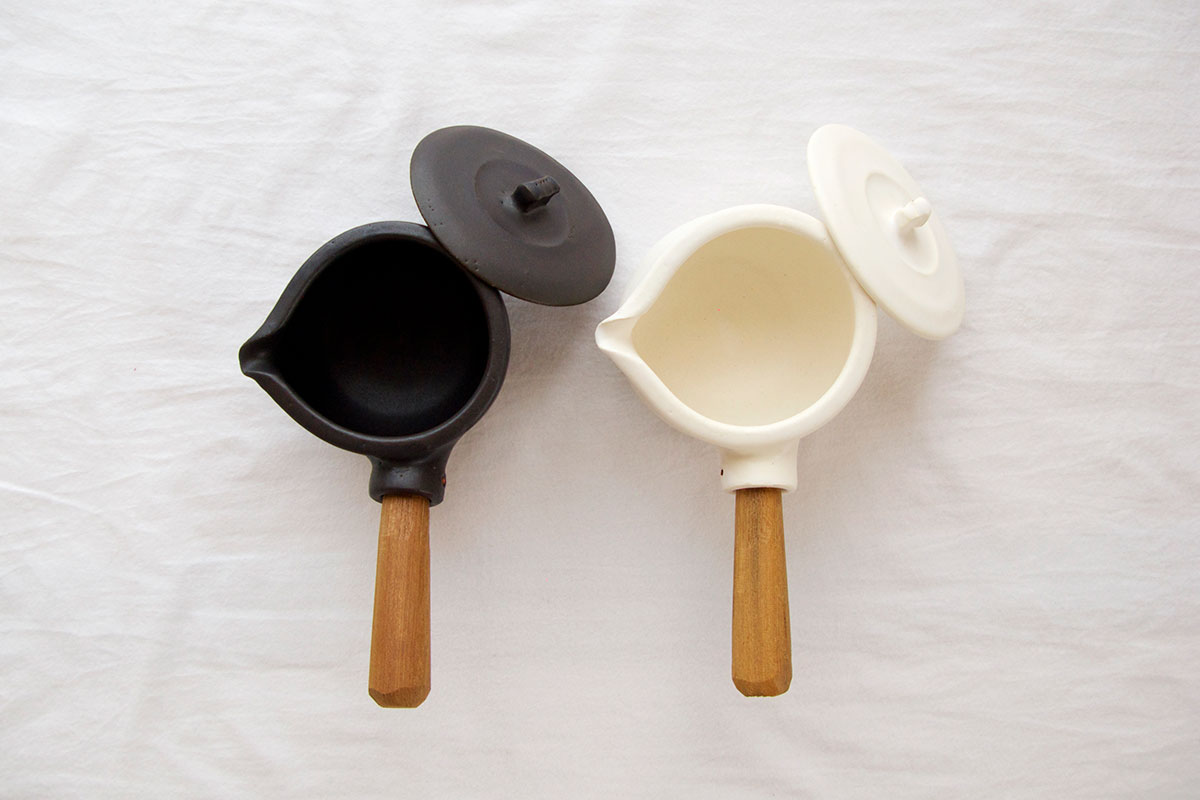 お一人様2点まで] 馬場勝文陶工房 ｜ ふた付き耐熱ミルクパン［黒］