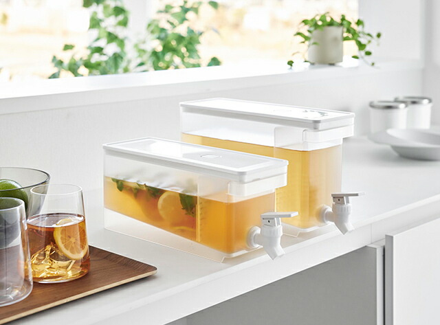 お取り寄せ】山崎実業 tower 冷蔵庫ドリンクサーバー 1.8L ホワイト