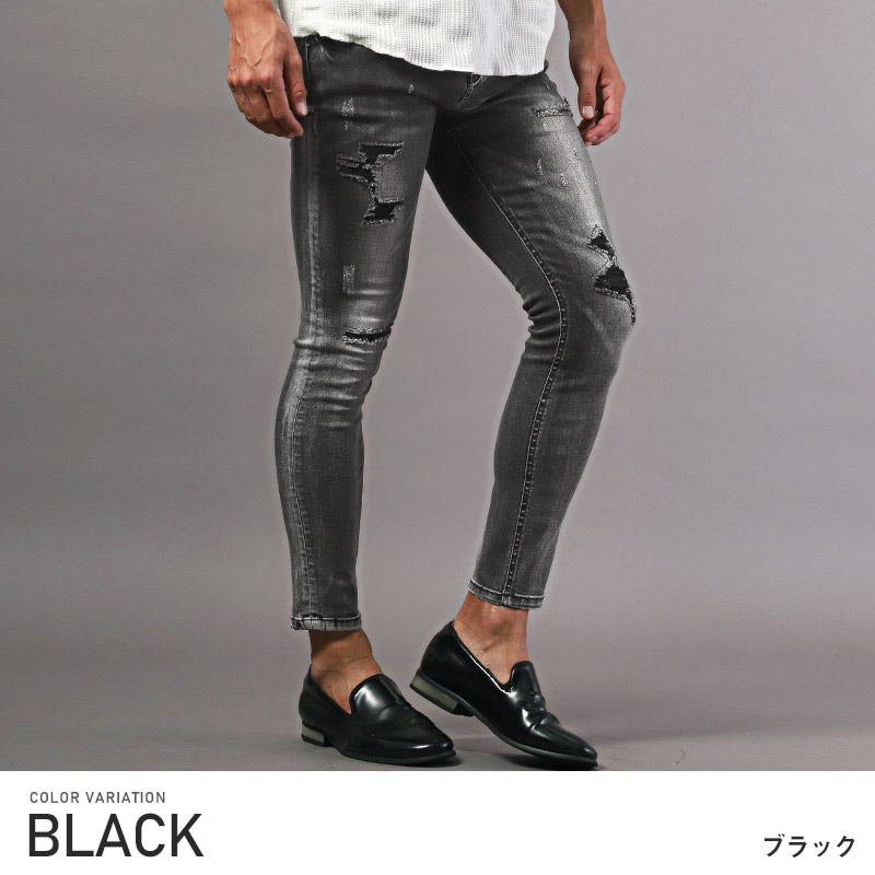 楽天市場】△送料無料△ デニムパンツ メンズ スキニー ダメージデニム