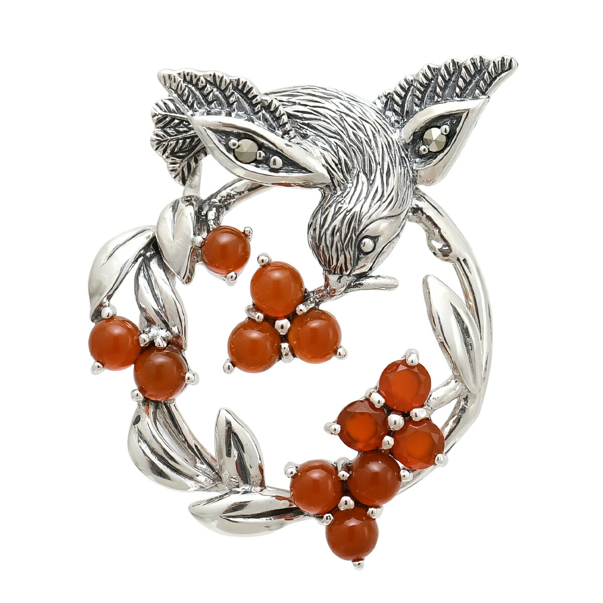 楽天市場】碌山 カーネリアン 鳥 ブローチペンダント クラシカルに