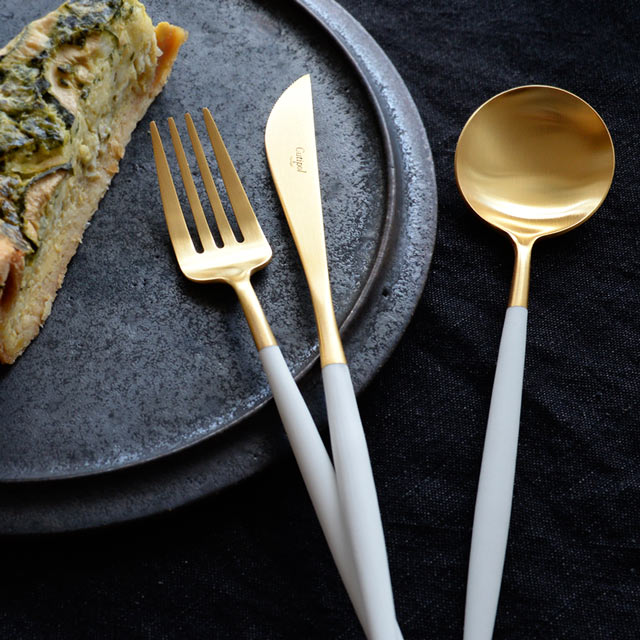 クチポール　Cutipol ホワイト×ゴールド ゴア／GOA ホワイト×ゴールド カトラリー（クチポール／Cutipol