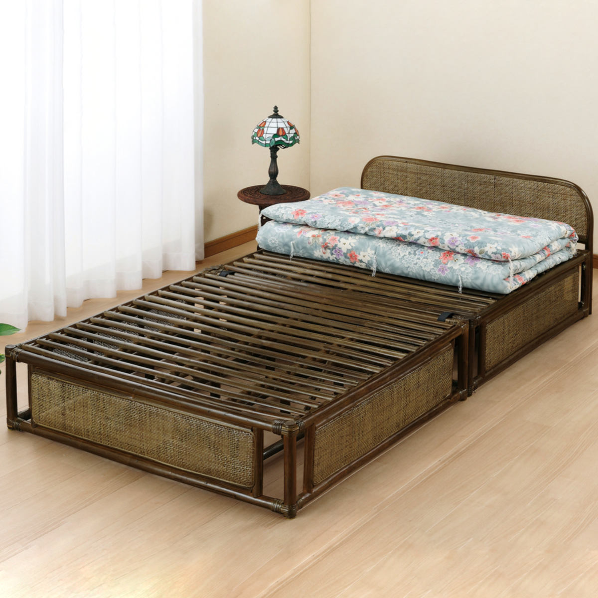 楽天市場】籐 シングルベッド 折りたたみ式 ヘッドボード付き （ 送料